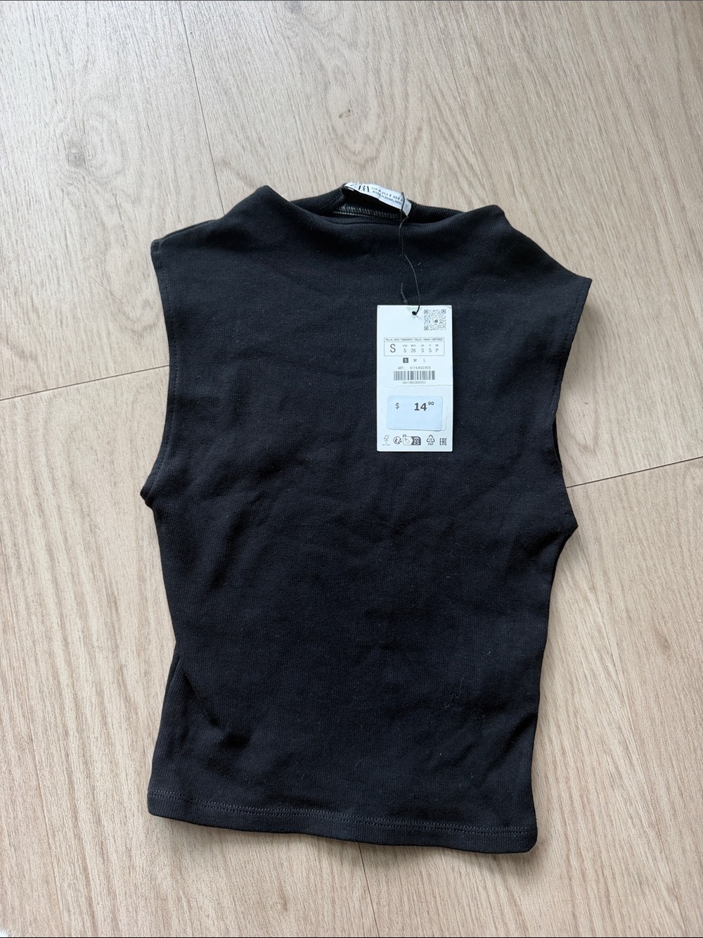 Zara Black Sleeveless Mock Neck Tank